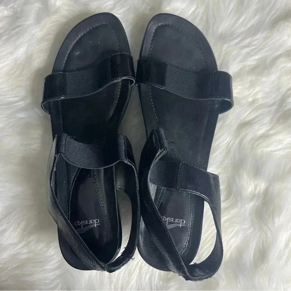 Dansko Women's Antoinette Black Patent Leather Wedge Sandals Size 41 10.5 or 11 - Picture 2 of 10